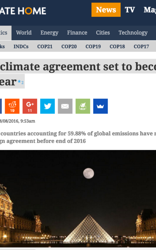 Paris climate agreement set to become law this year