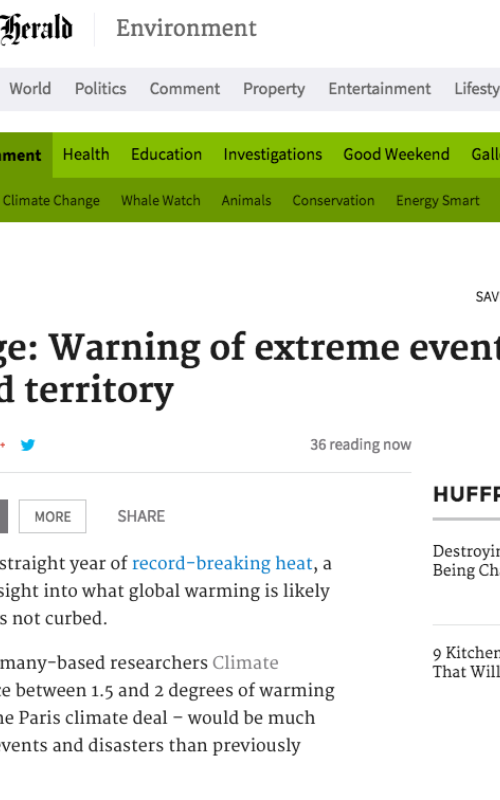 Climate change: Warning of extreme events and a move into uncharted territory