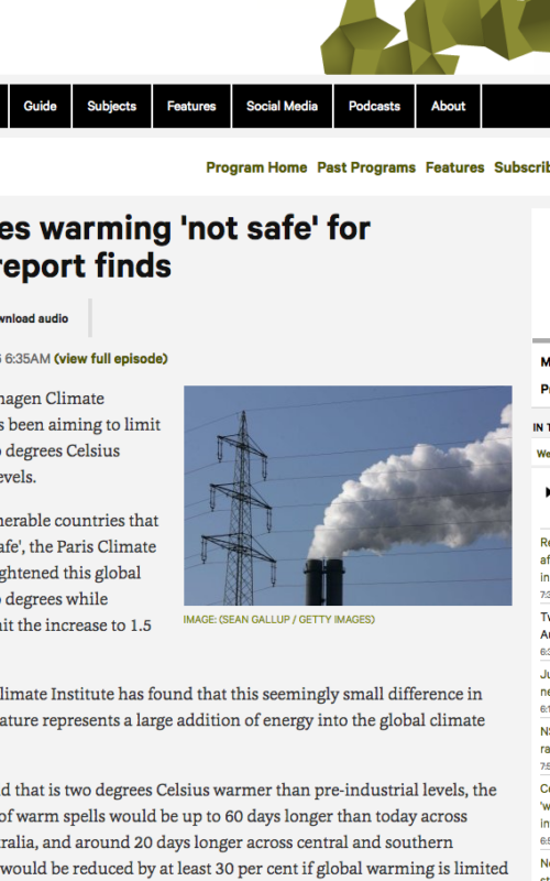 Two degrees warming 'not safe' for Australia, report finds