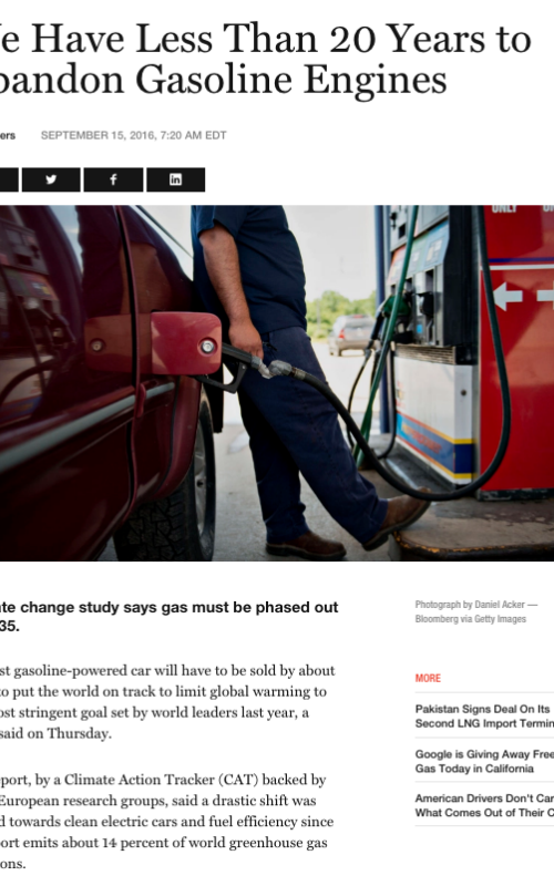 We Have Less Than 20 Years to Abandon Gasoline Engines