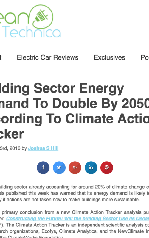 Building Sector Energy Demand To Double By 2050, According To Climate Action Tracker