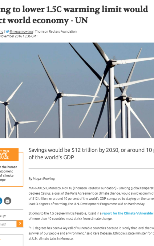 Sticking to lower 1.5C warming limit would protect world economy - UN