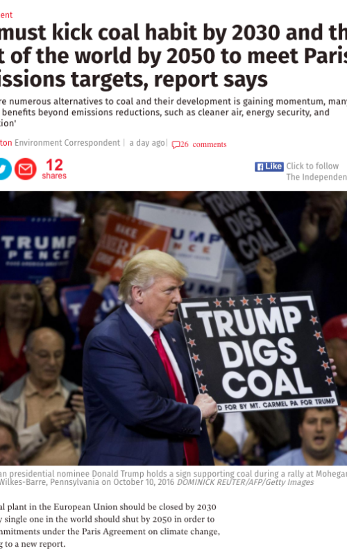 EU must kick coal habit by 2030 and the rest of the world by 2050 to meet Paris emissions targets, report says