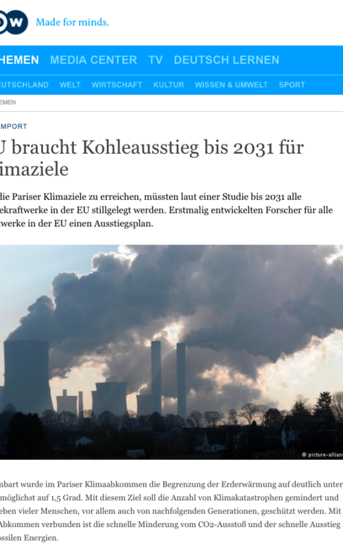 EU braucht Kohleausstieg bis 2031 für Klimaziele