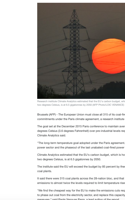 EU must shut coal plants by 2030 to meet climate pledge: study