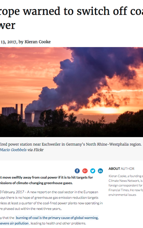 Europe warned to switch off coal power