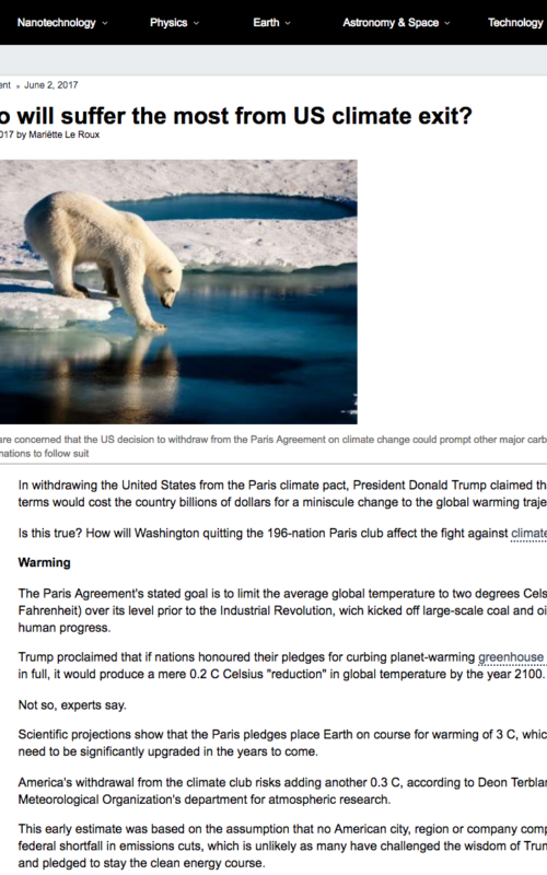 Who will suffer the most from US climate exit?