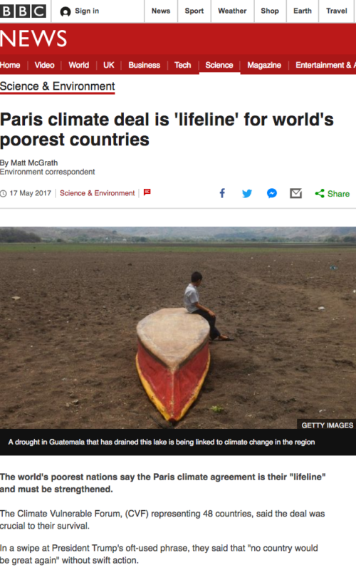Paris climate deal is 'lifeline' for world's poorest countries