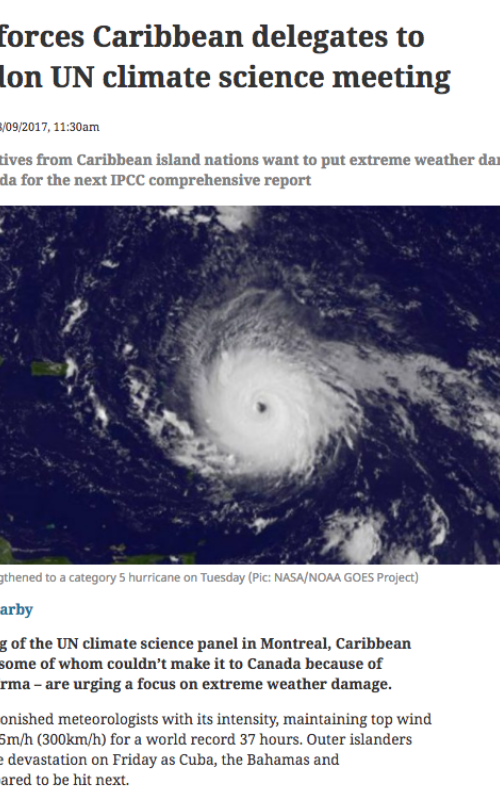 Irma forces Caribbean delegates to abandon UN climate science meeting