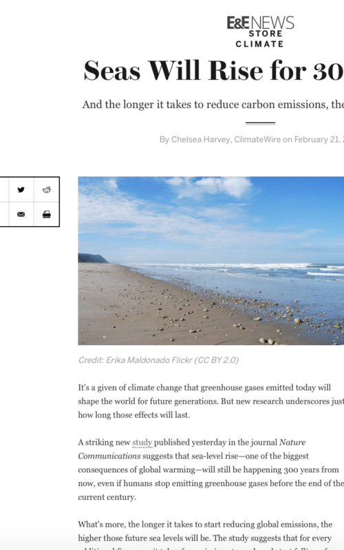 Seas Will Rise for 300 Years