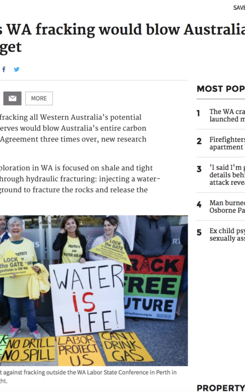 Report says WA fracking would blow Australia's whole carbon budget