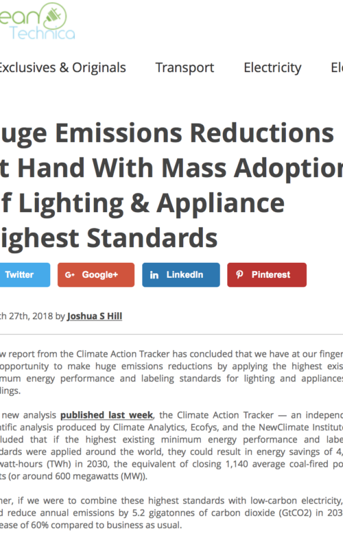 Huge Emissions Reductions At Hand With Mass Adoption Of Lighting & Appliance Highest Standards