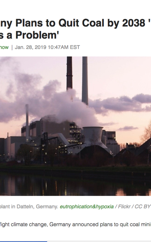 Germany Plans to Quit Coal by 2038 'But There's a Problem'