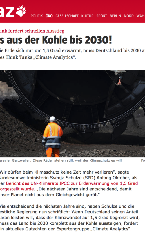 Think Tank fordert schnellen Ausstieg: Raus aus der Kohle bis 2030!