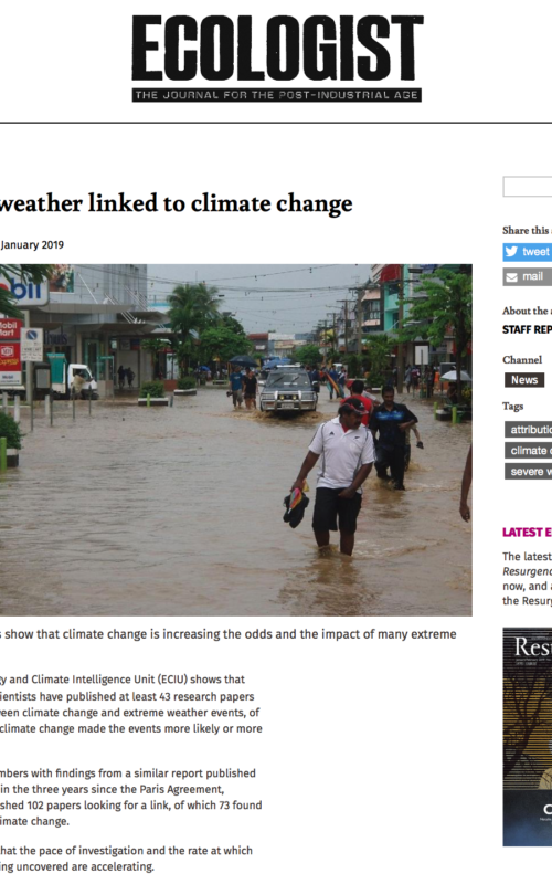 Extreme weather linked to climate change