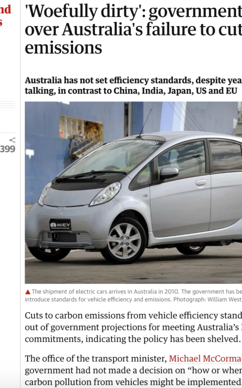 'Woefully dirty': government accused over Australia's failure to cut vehicle emissions
