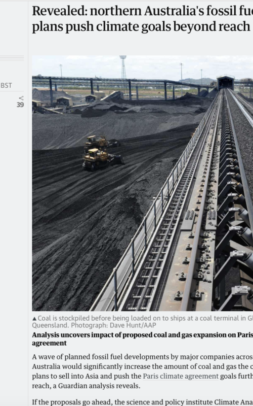 Revealed: northern Australia's fossil fuel plans push climate goals beyond reach