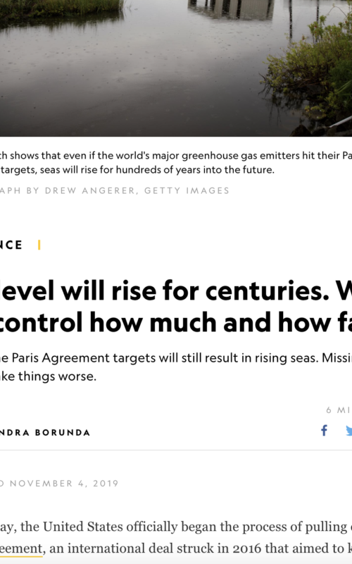 Sea level will rise for centuries. We can control how much and how fast.