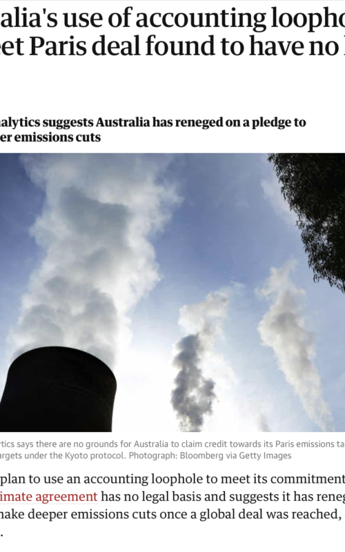 Australia's use of accounting loophole to meet Paris deal found to have no legal basis