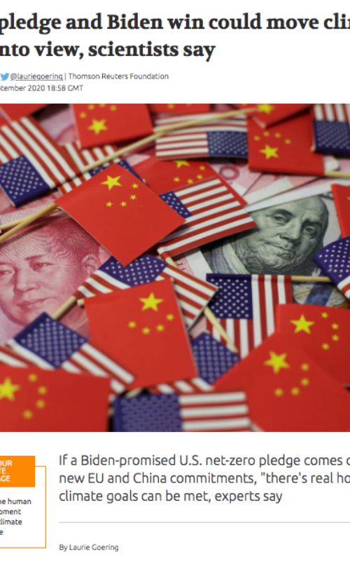 China pledge and Biden win could move climate goals into view, scientists say