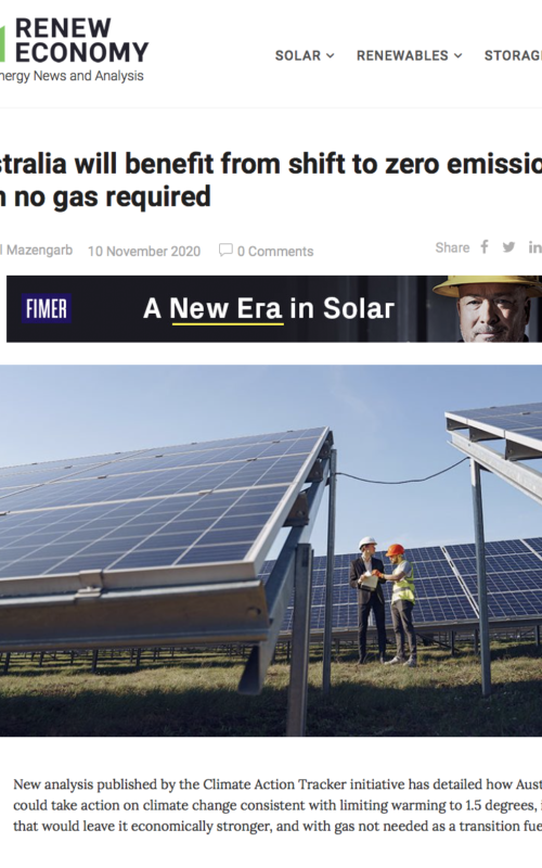 Australia will benefit from shift to zero emissions, with no gas required