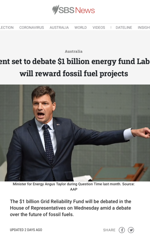 Parliament set to debate $1 billion energy fund Labor fears will reward fossil fuel projects