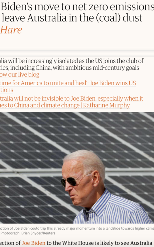 Joe Biden’s move to net zero emissions will leave Australia in the (coal) dust