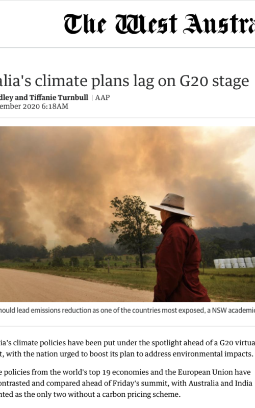 Australia's climate plans lag on G20 stage