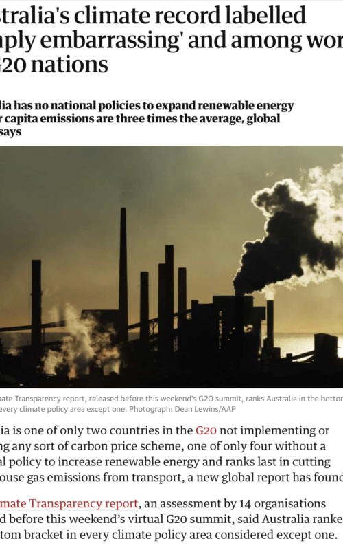 Australia's climate record labelled 'simply embarrassing' and among worst of G20 nations