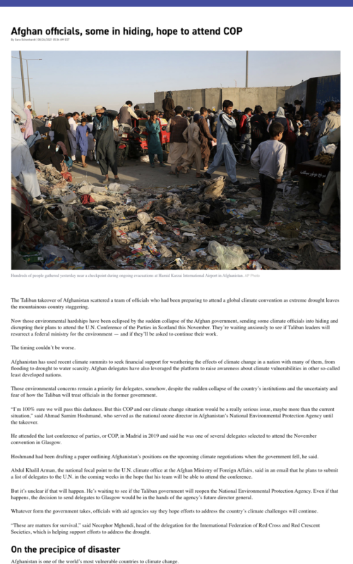 Afghan officials, some in hiding, hope to attend COP