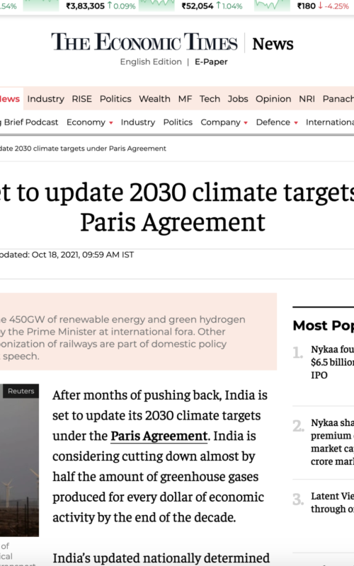 India set to update 2030 climate targets under Paris Agreement