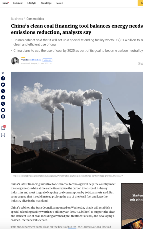China’s clean coal financing tool balances energy needs with emissions reduction, analysts say