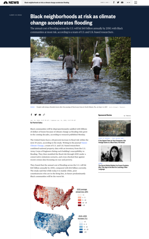 Black neighborhoods at risk as climate change accelerates flooding
