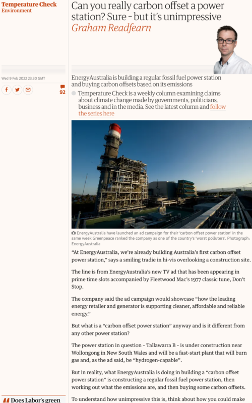 Can you really carbon offset a power station? Sure – but it’s unimpressive