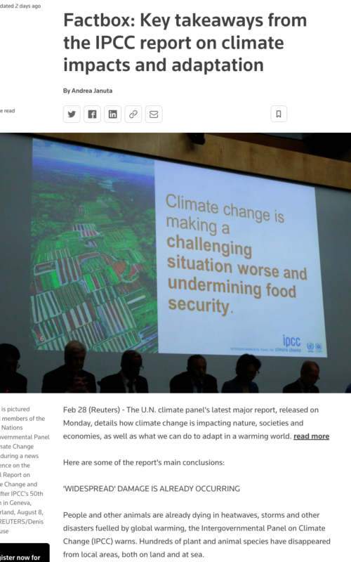 Factbox: Key takeaways from the IPCC report on climate impacts and adaptation
