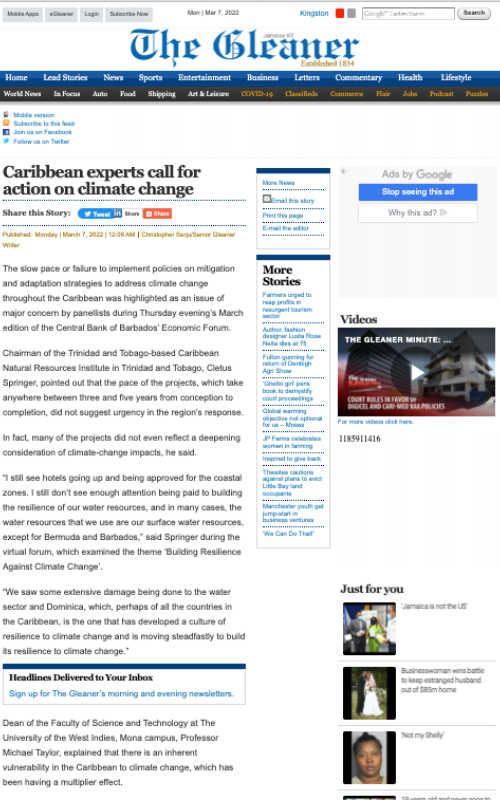Caribbean experts call for action on climate change