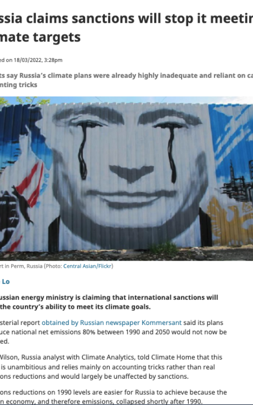 Russia claims sanctions will stop it meeting climate targets