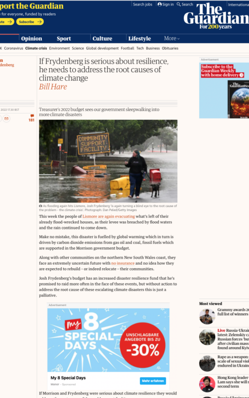 If Frydenberg is serious about resilience, he needs to address the root causes of climate change
