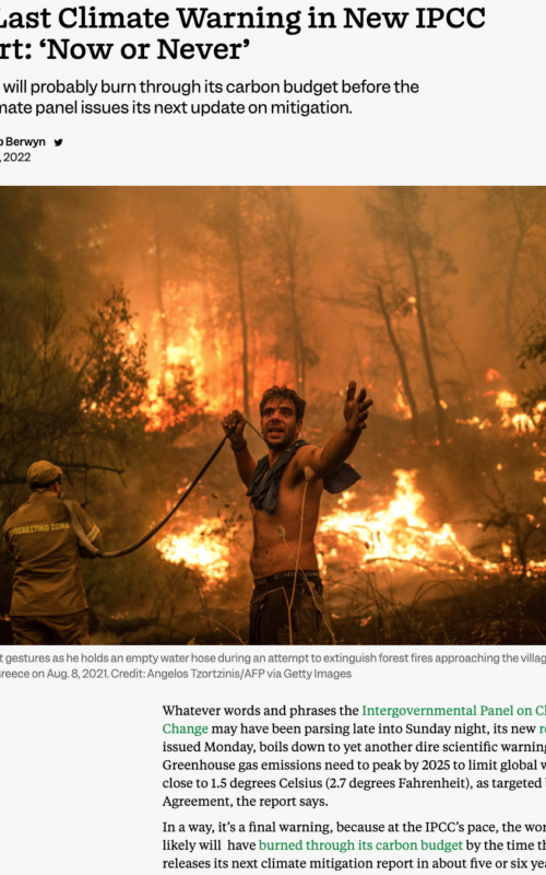 One Last Climate Warning in New IPCC Report: ‘Now or Never’