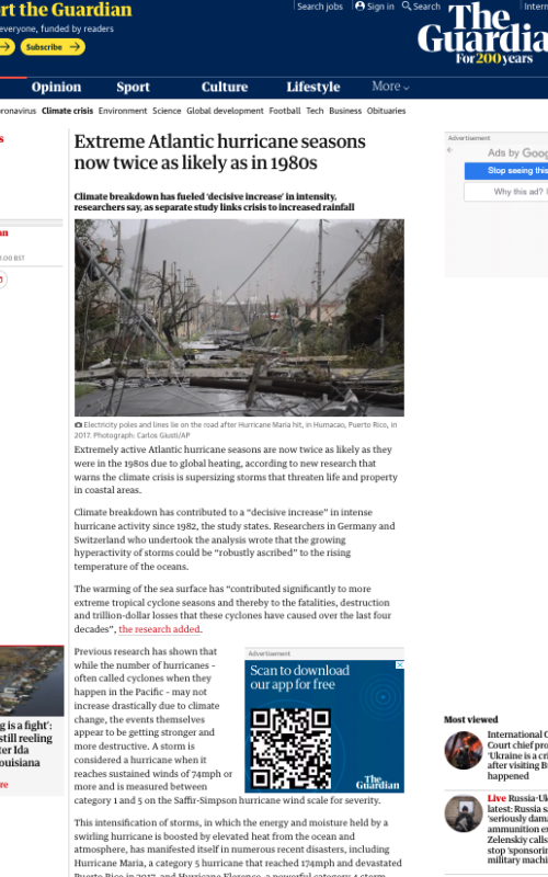 Extreme Atlantic hurricane seasons now twice as likely as in 1980s