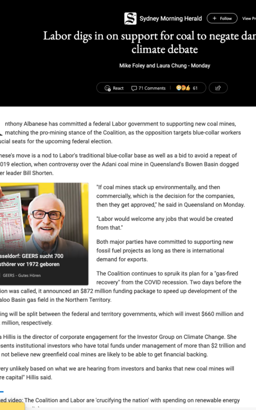 Labor digs in on support for coal to negate damaging climate debate