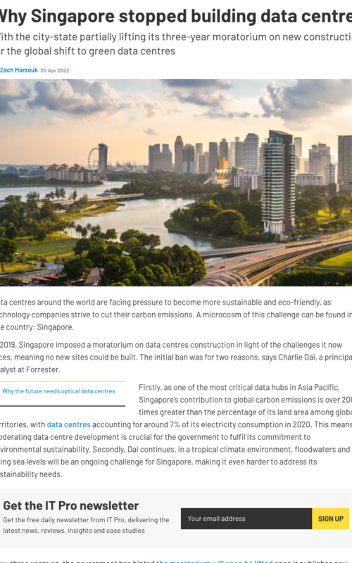 Why Singapore stopped building data centres
