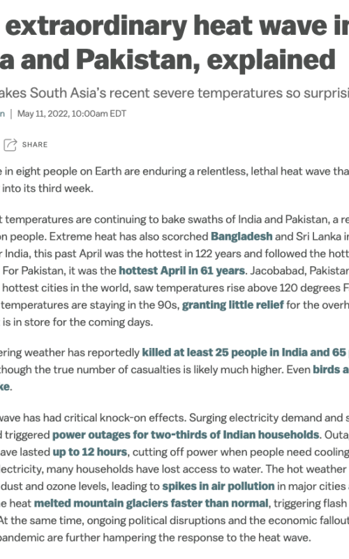 The extraordinary heat wave in India and Pakistan, explained