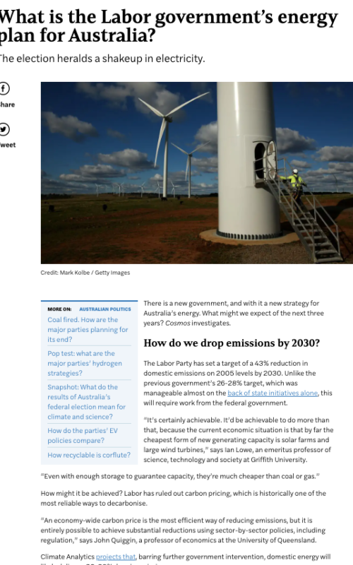 What is the Labor government’s energy plan for Australia?