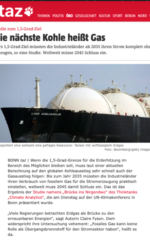 Studie zum 1,5-Grad-Ziel: Die nächste Kohle heißt Gas