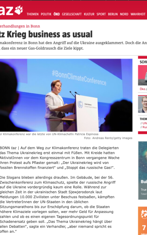 Klimaverhandlungen in Bonn: Trotz Krieg business as usual