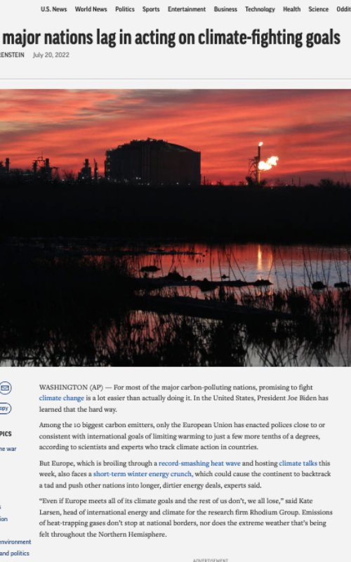 Most major nations lag in acting on climate-fighting goals