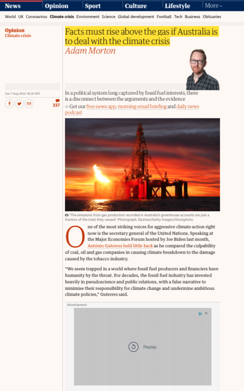 Facts must rise above the gas if Australia is to deal with the climate crisis