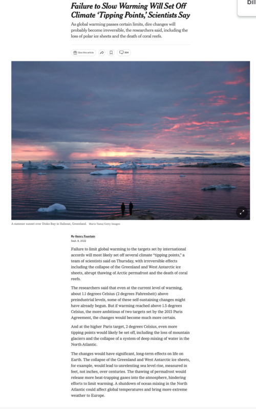 Failure to Slow Warming Will Set Off Climate ‘Tipping Points,’ Scientists Say