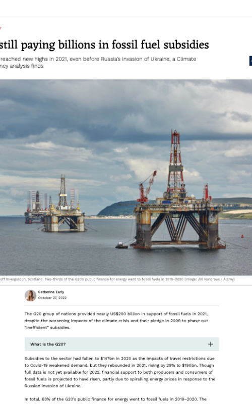 G20 still paying billions in fossil fuel subsidies